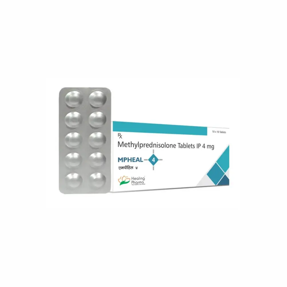 Mpheal-4mg-Tablets-100-Count.webp Mpheal 4mg Tablets | 100-Count | METHYLPREDNISOLONE - Image 1